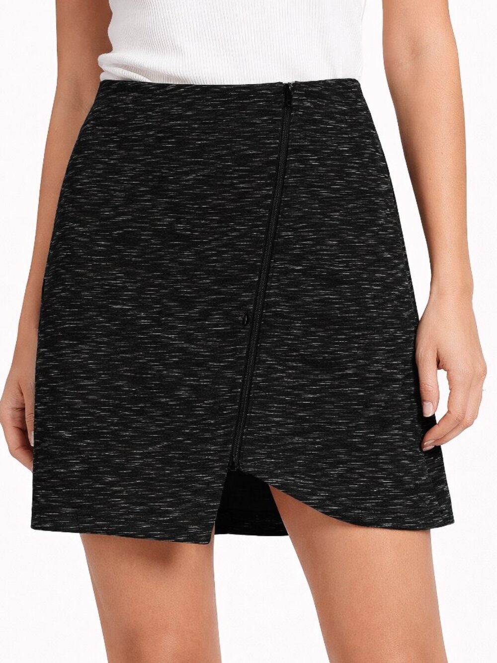 Sam Edelman Mini Skirt Ponte A Line Asym Zip Black Stretch 4